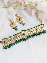 Arishba Choker Necklace Set - Green