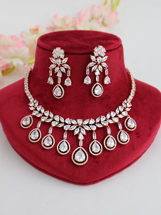 MITALI Bib Necklace Set-Rose Gold