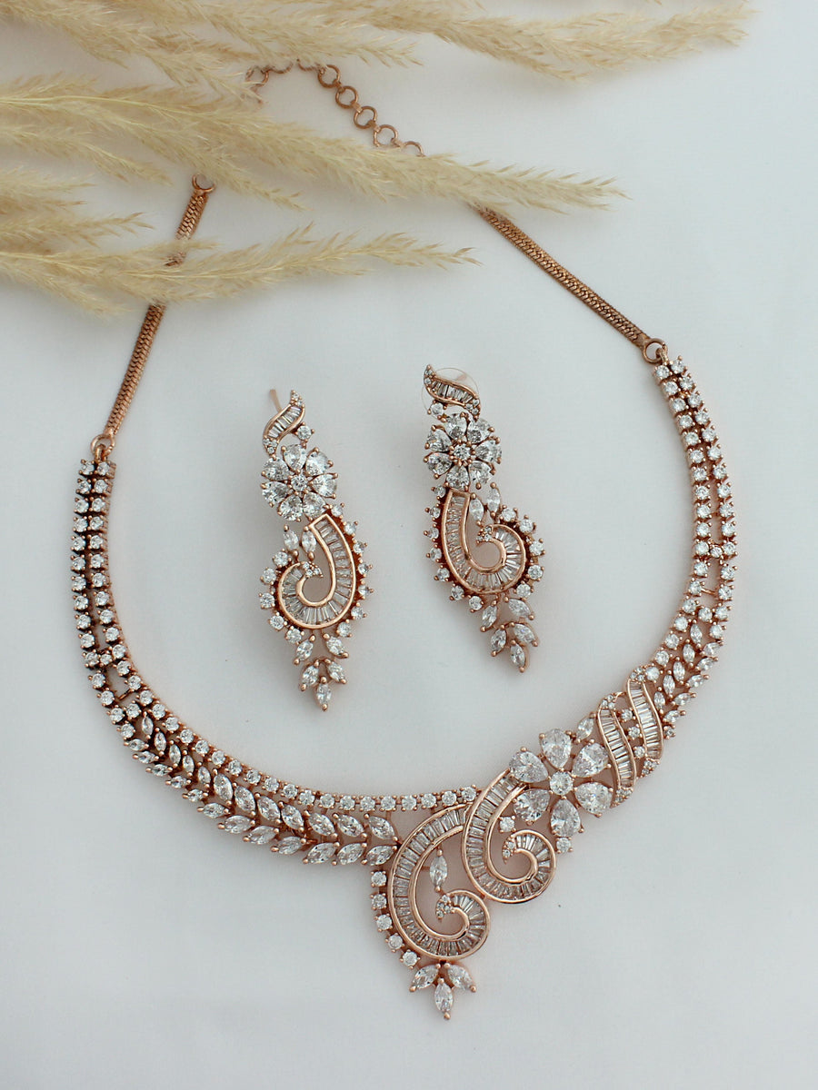 Helen Bib Necklace Set-Rose Gold