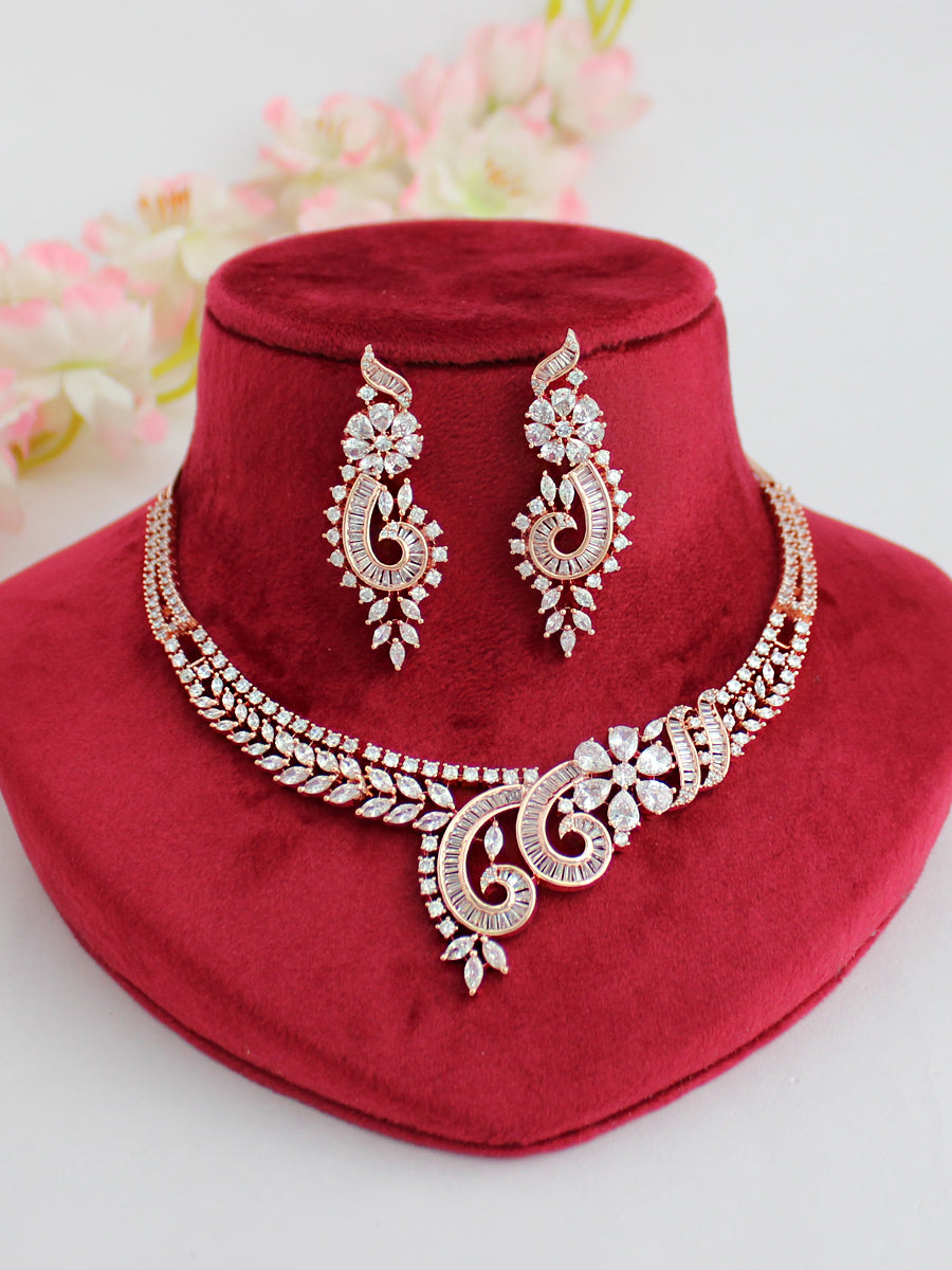 Helen Bib Necklace Set-Rose Gold