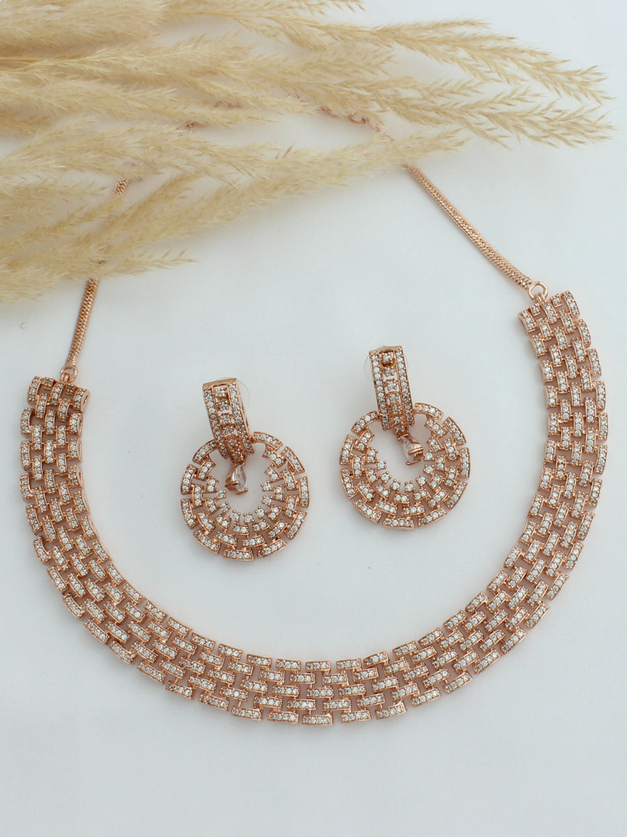 Julie Bib Necklace Set-Rose Gold