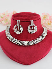 Julie Bib Necklace Set-Silver