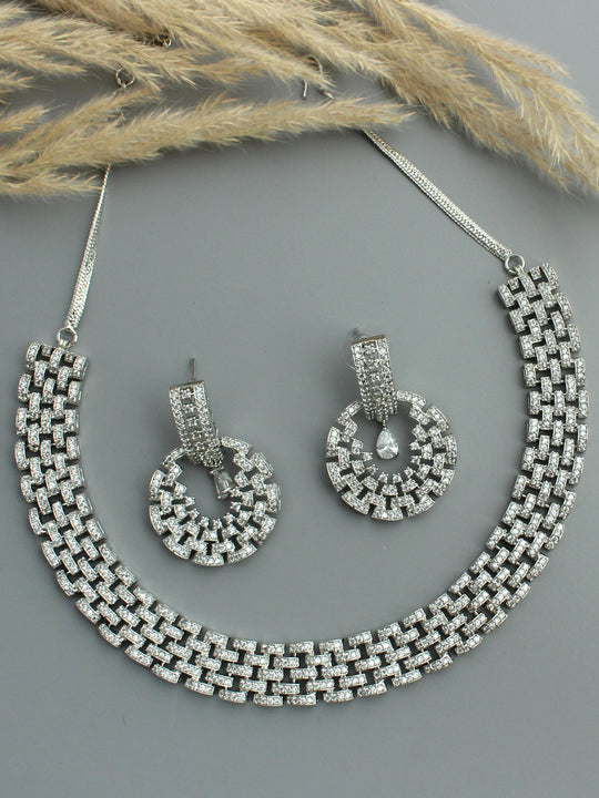 Julie Bib Necklace Set-Silver