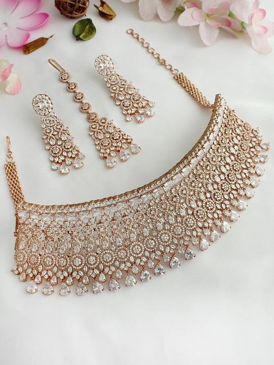 Ahira Necklace Set-Rose Gold