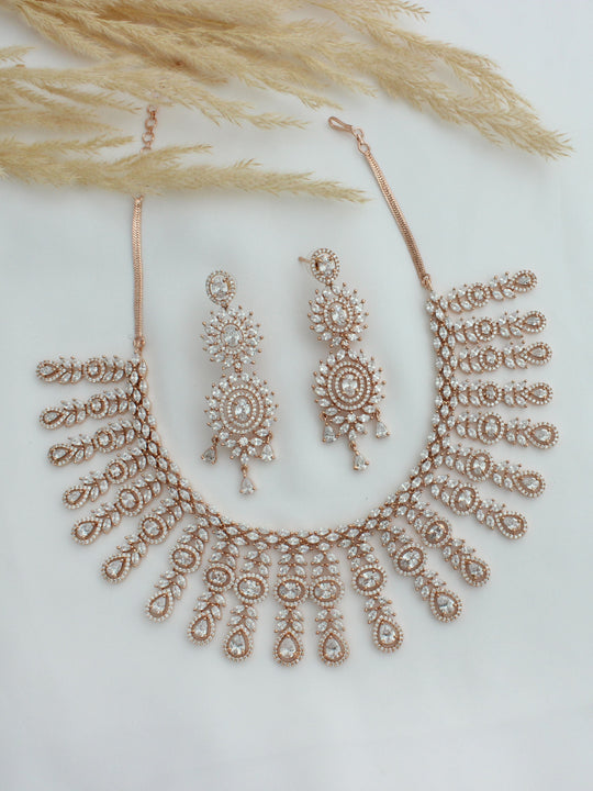 Shanaya Bib Necklace Set-Rose Gold