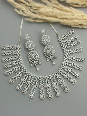 Shanaya Bib Necklace Set-Silver