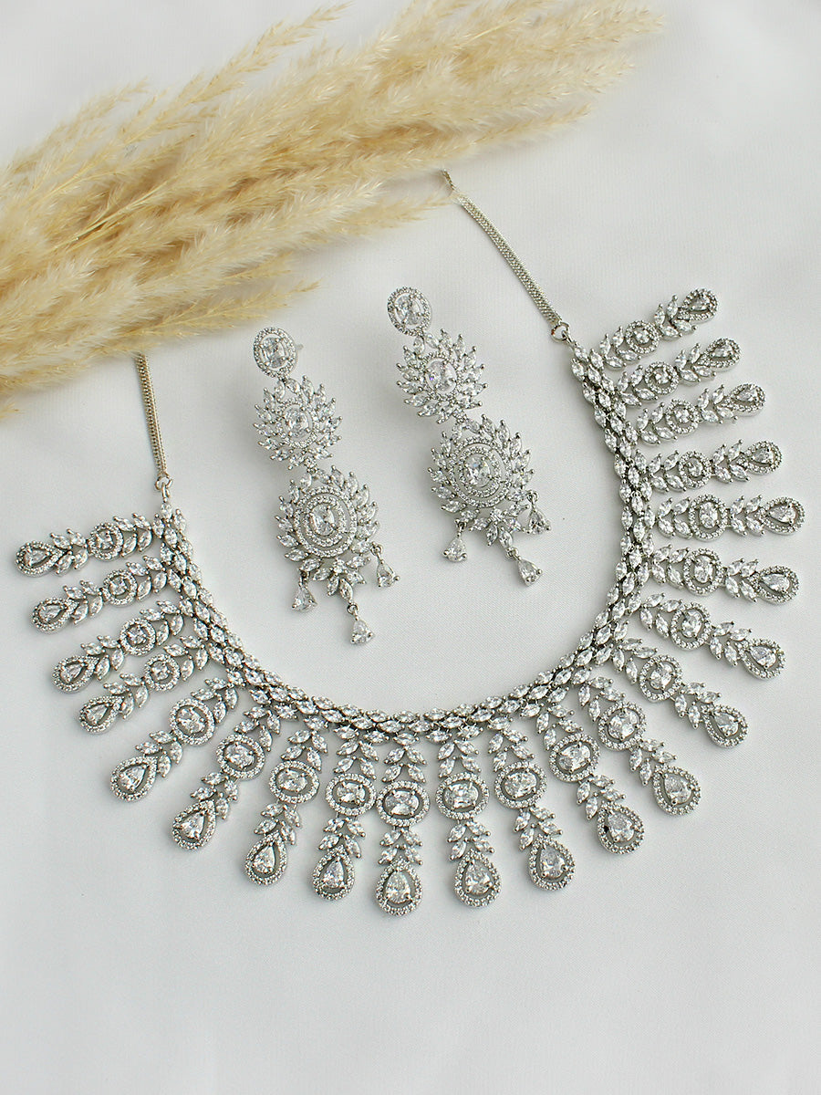 Angela Necklace Set-Silver