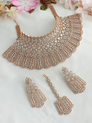 Tarasha Bib Necklace Set-Rose Gold