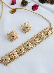 Nidhika Necklace Set-Maroon