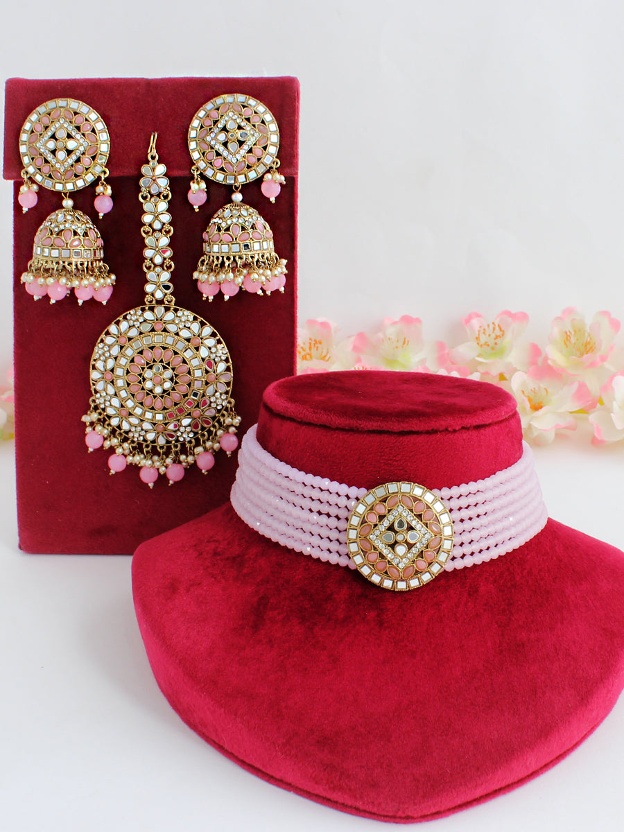 Ishrat Mirror Choker Necklace Set