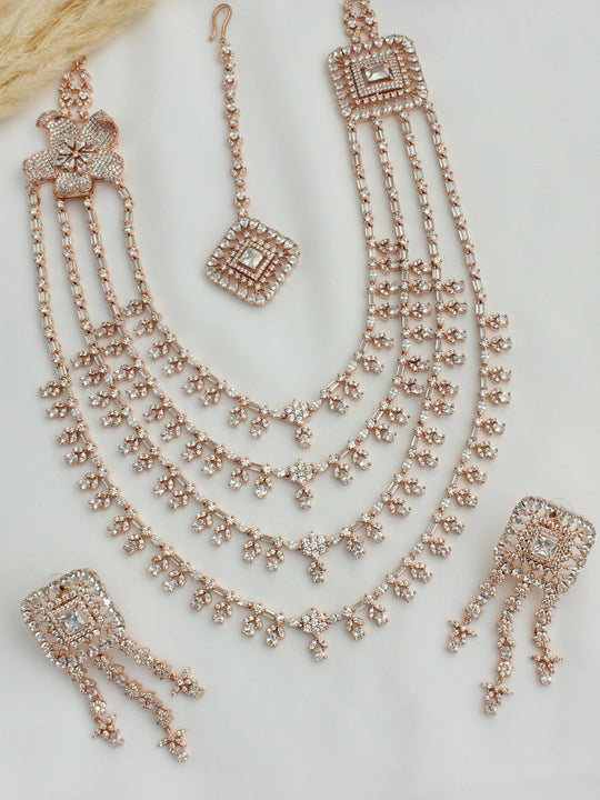 Tarasha Layered Necklace Set - Rose Gold