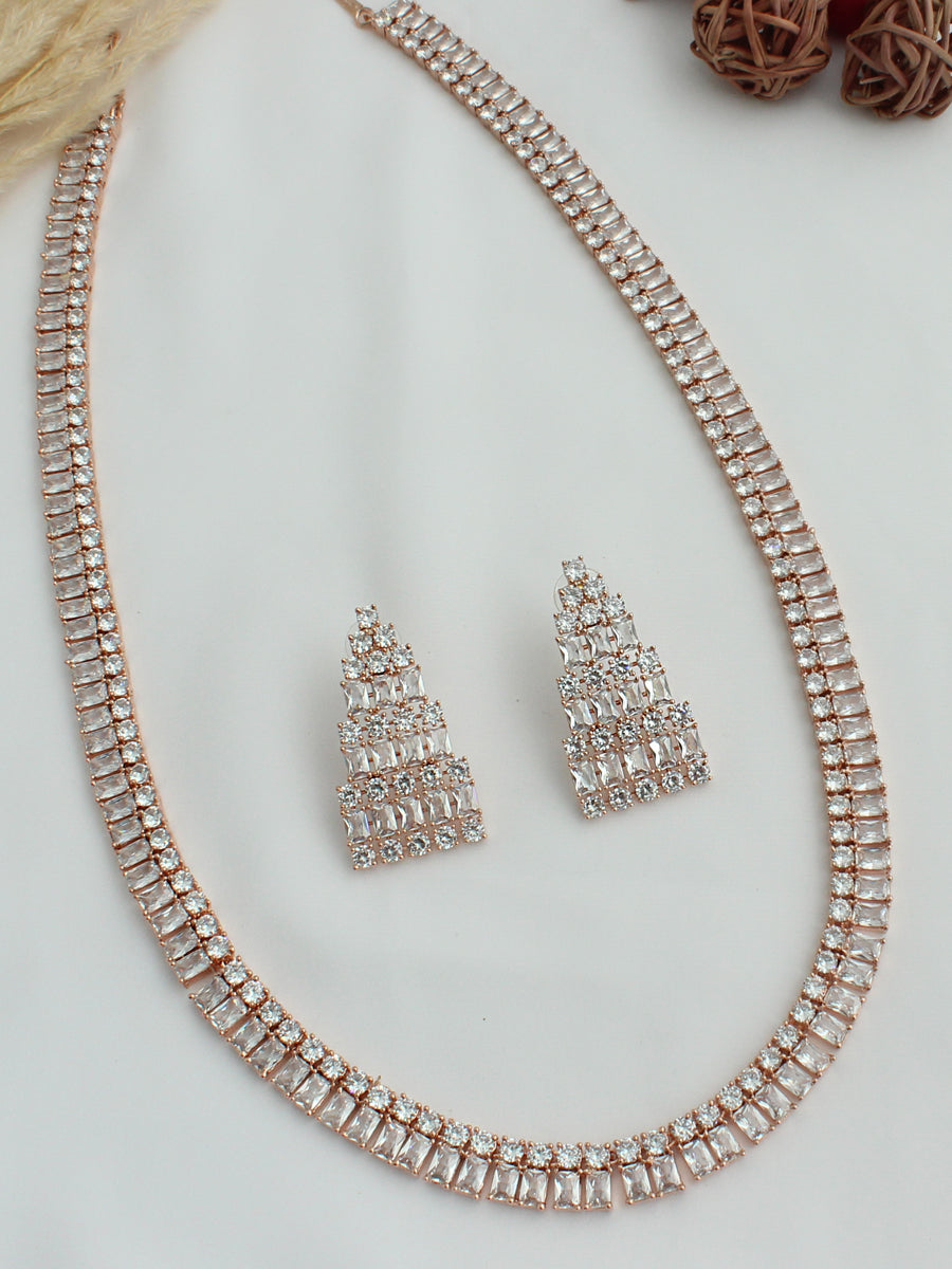 Renee Long Necklace Set - Rose Gold