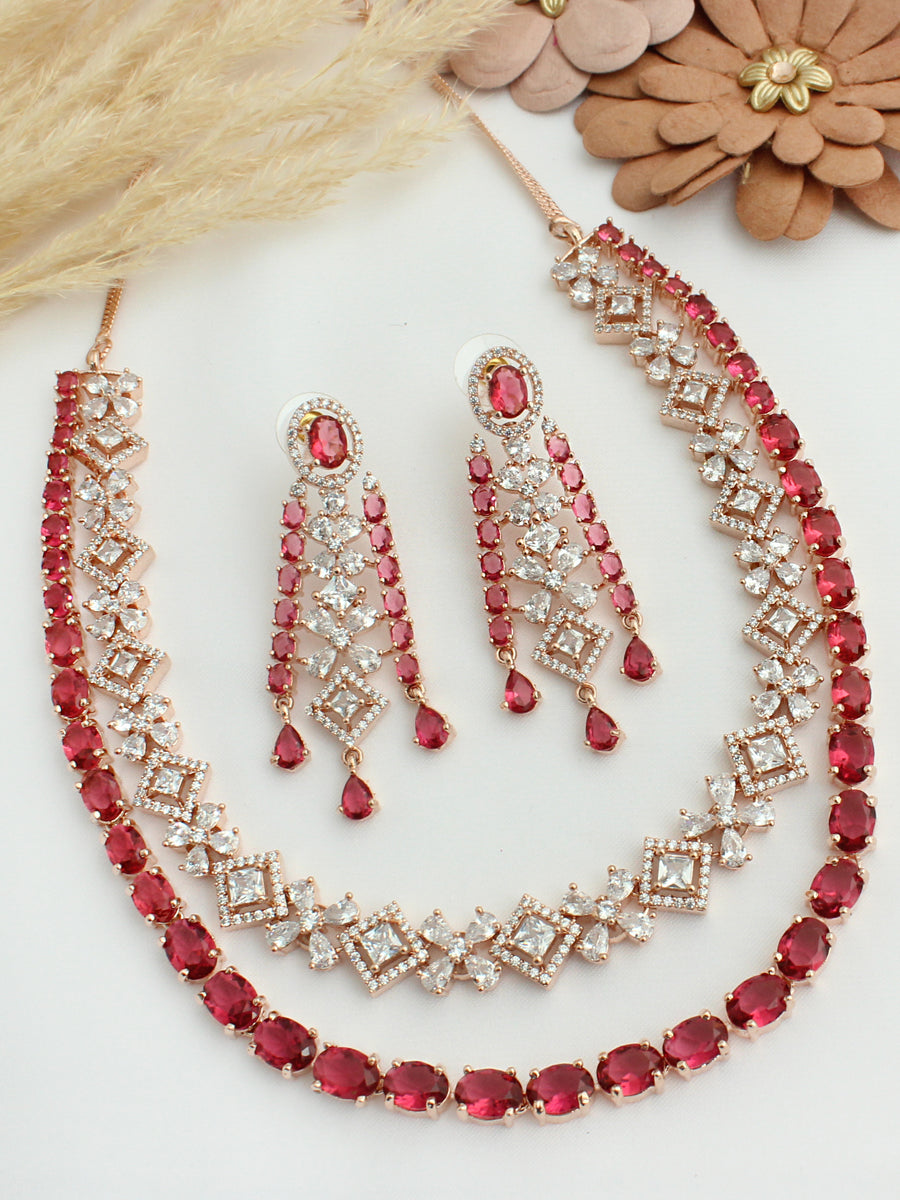 Victoria Necklace Set-Ruby