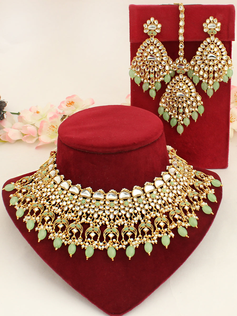 Aarzoo Necklace Set-Mint Green