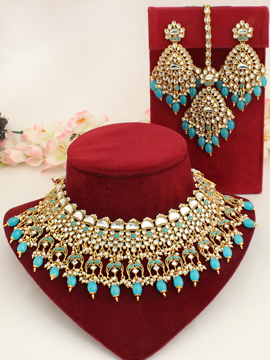 Aarzoo Necklace Set-Aqua