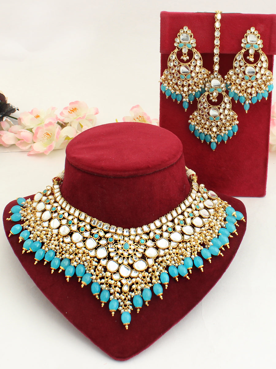 Kanika Necklace Set-Aqua