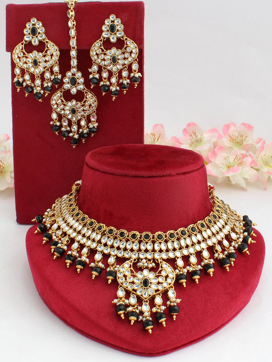 Ruhika Necklace Set-Black