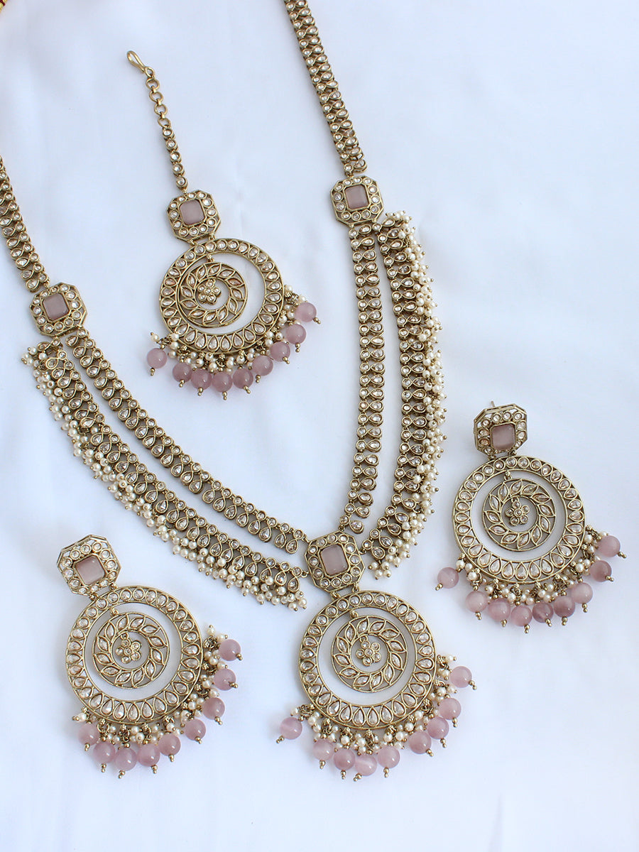 Anamika Long Necklace Set-Lavender