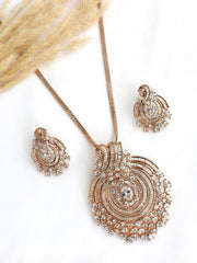 Anayra Pendant Earrings Set - Rose Gold