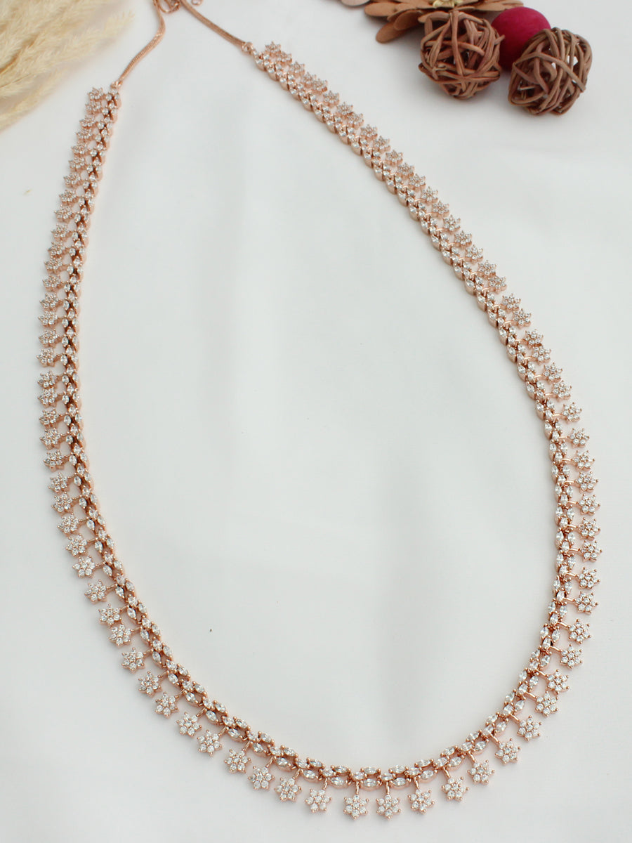 Amber Long Necklace - Rose gold