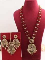 Mansha Long Necklace Set-Maroon