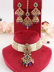 Sia Choker Necklace Set-Multicolor