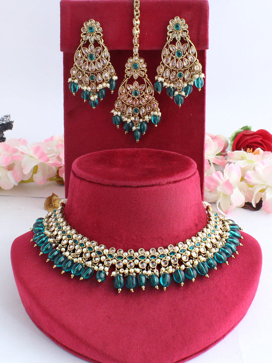 Ritavi Bib Necklace Set-Sea Green 