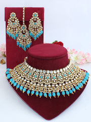 Yuvika Bib Necklace Set-Aqua