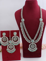 Anamika Long Necklace Set-Mint Green