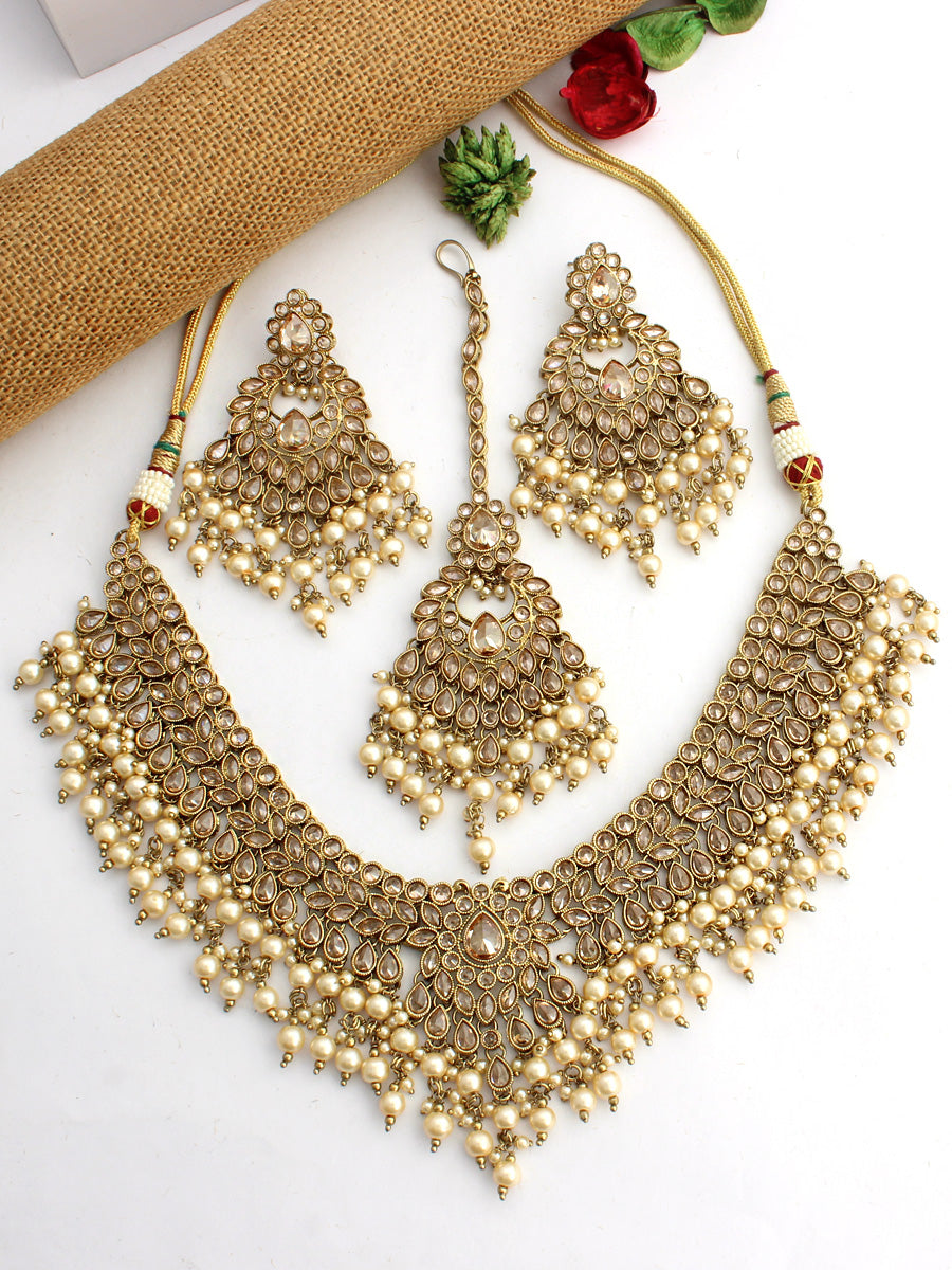 Shivani Necklace Set-Gold