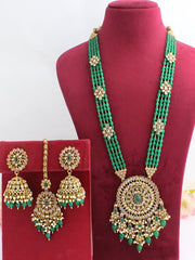 Jigyasa Long Necklace Set-Green