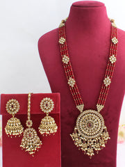 Jigyasa Long Necklace Set-Maroon