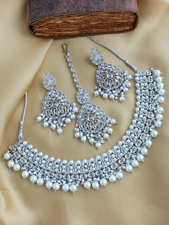 Sukriti Necklace Set-Silver