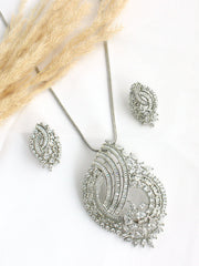 Vamika Pendant Earrings Set - Silver