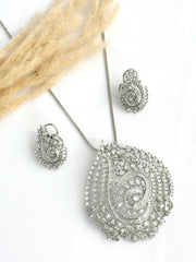 Noshin Pendant Earrings Set - Silver