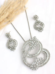 Hazel Pendant Earrings Set - Sliver