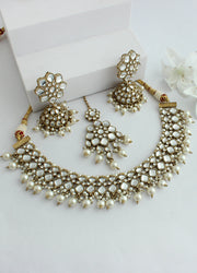 Sneha Bib Necklace Set-white