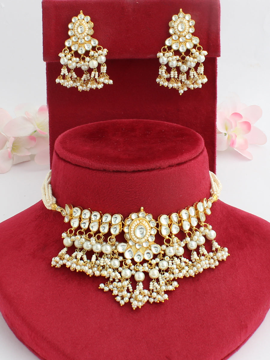 Vriddhi Choker Necklace Set-Pearl