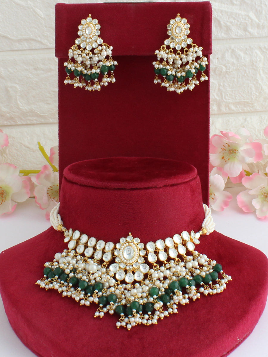 Vriddhi Choker Necklace Set-Green