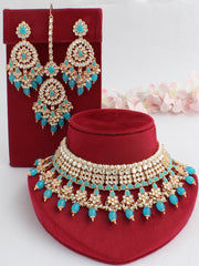 Vinika Bib Necklace Set-Aqua