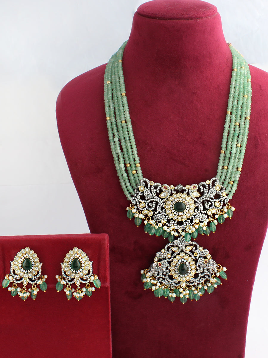 Pranika Long Necklace Set-Mint Green