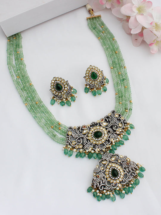 Pranika Long Necklace Set - Mint Green