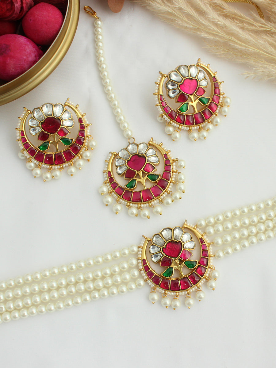 Simar Necklace Set - Hot Pink