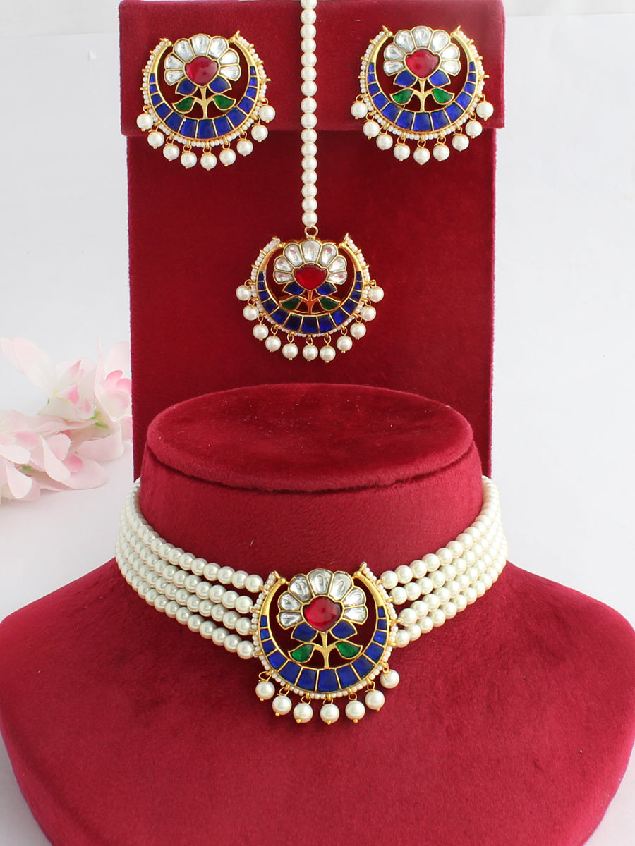 Simar Necklace Set-Blue