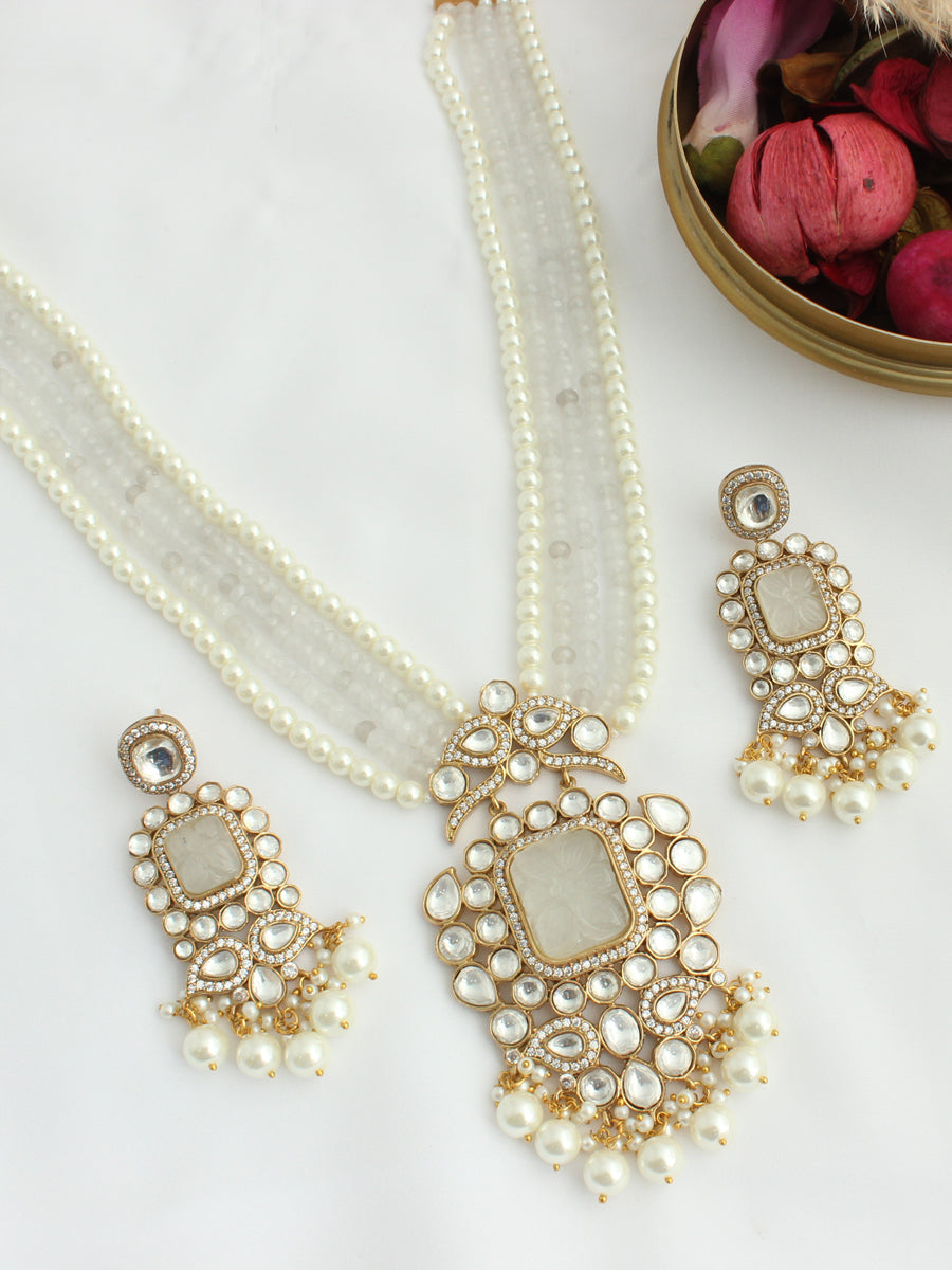 Pragati Long Necklace Set-Lvory