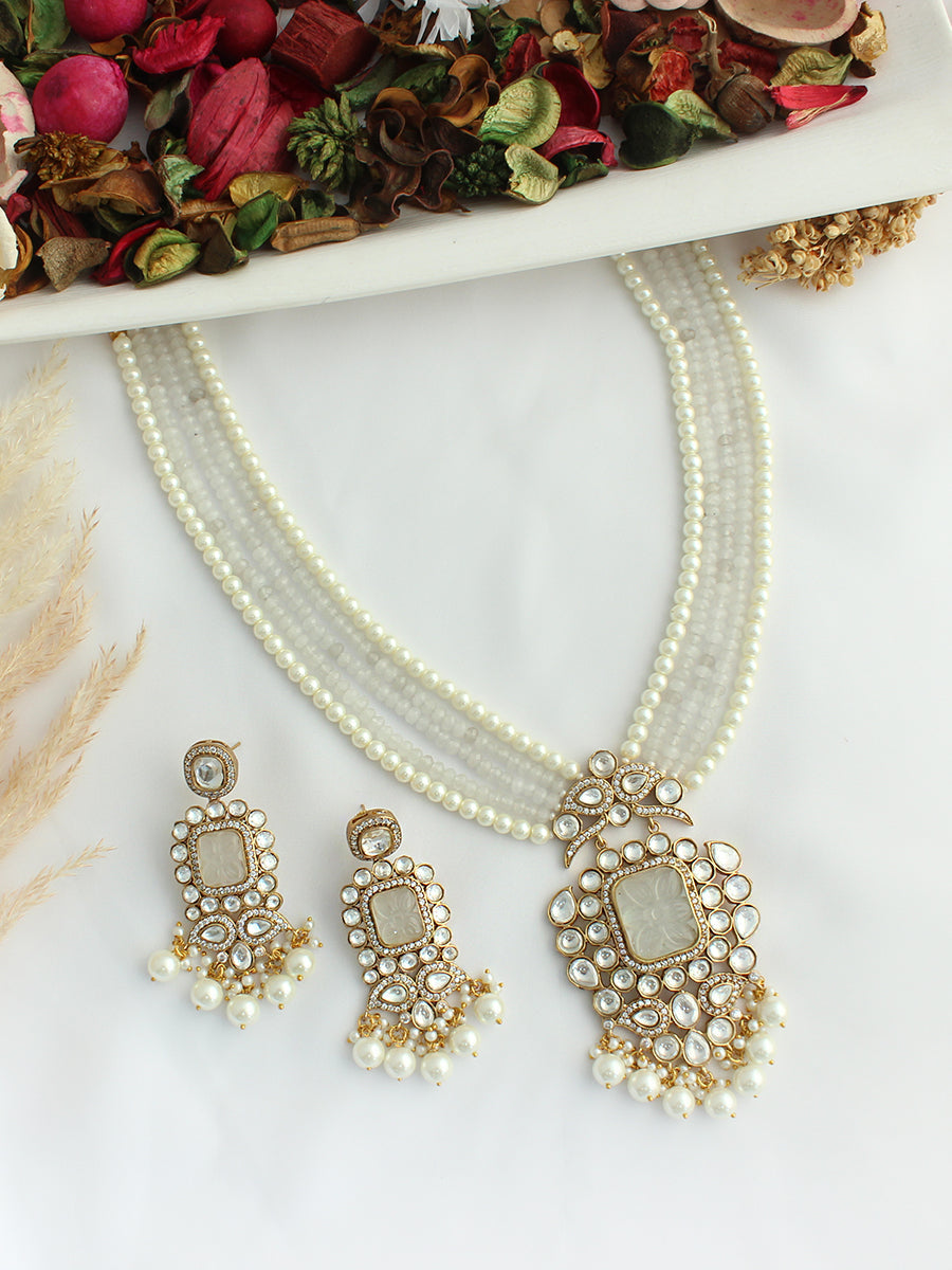 Pragati Long Necklace Set-Lvory