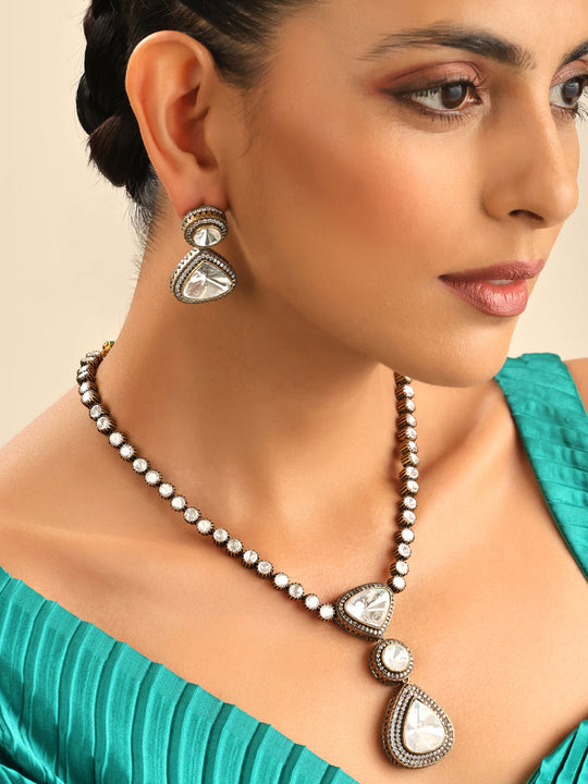 Nabhya Necklace Set-Metallic