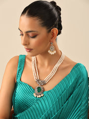 Mansi Long Necklace Set-Green