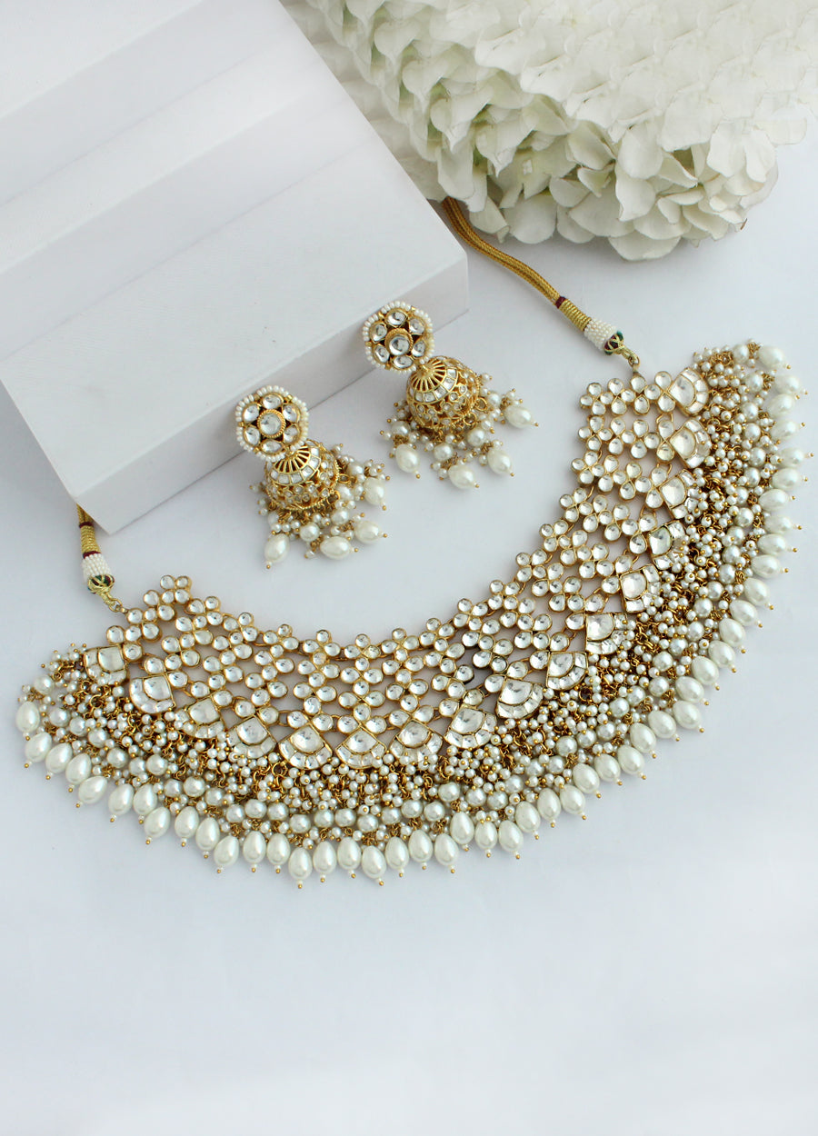 Kumud Necklace Set - White