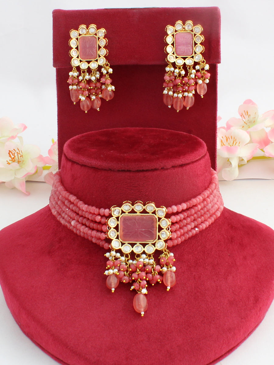 Tejal Necklace Set-pink